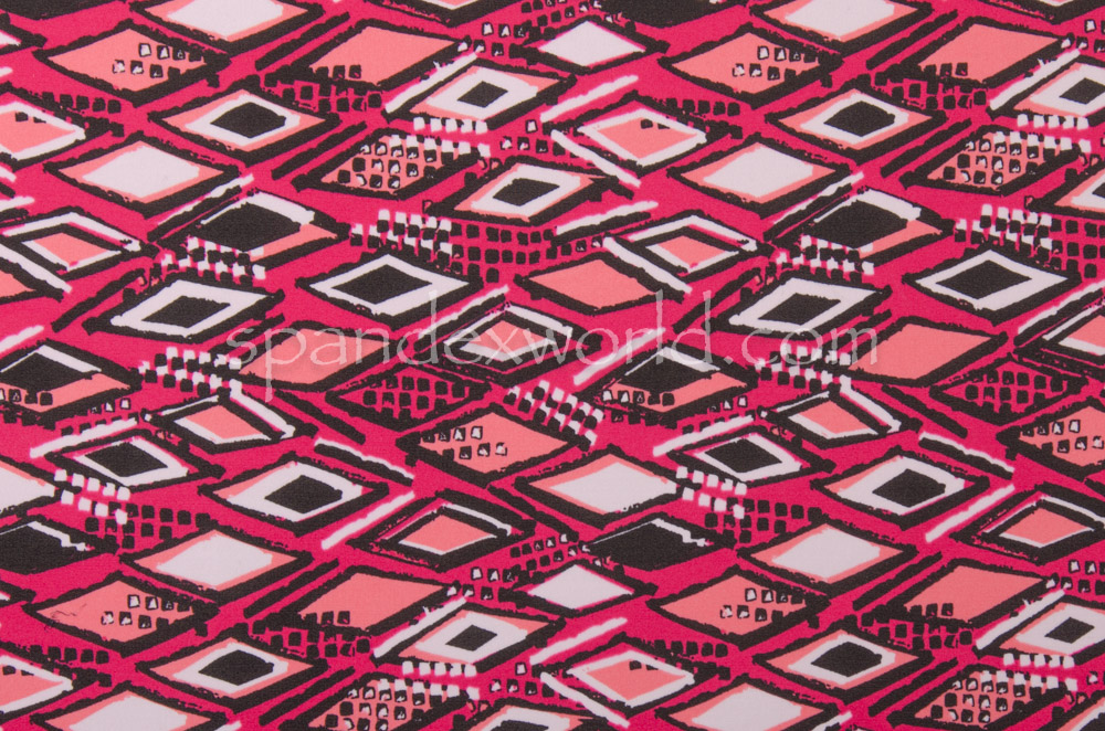 Abstract Print Spandex (Black/Mauve Pink/Multi)
