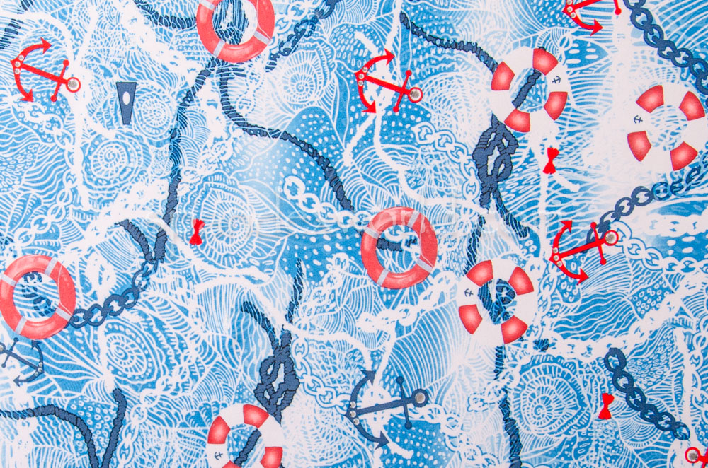 Abstract print  Spandex (White/Blue/Red)