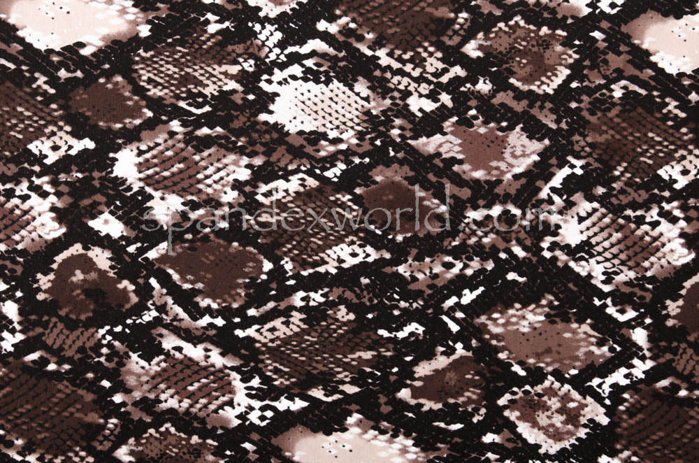 Printed cotton lycra (Black/White/Brown)