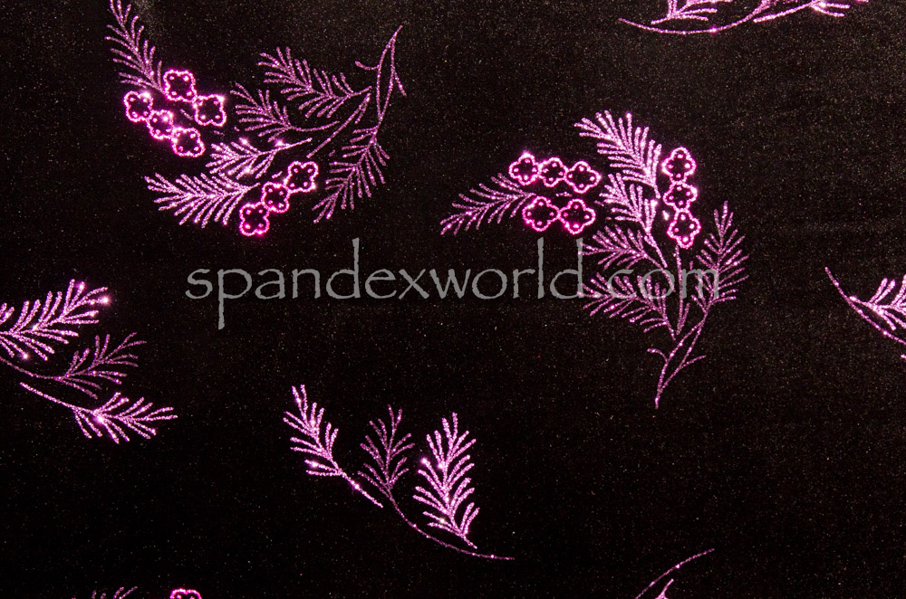 Glitter/Pattern Stretch Velvet (Black/Fuchsia)