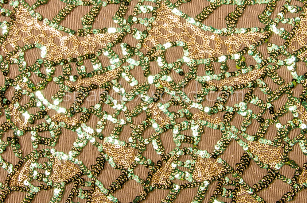 Non-Stretch Sequins (Black/Green/Gold)