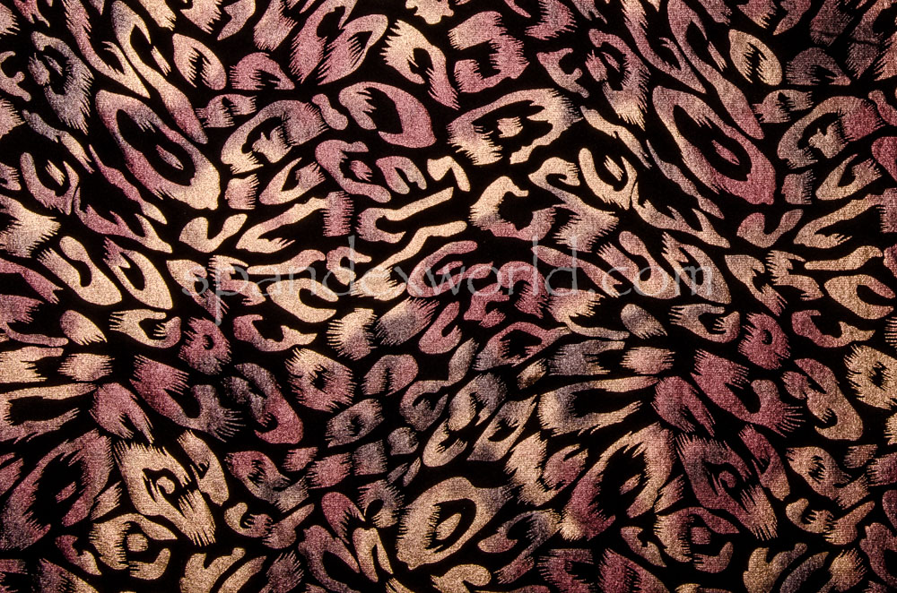  Circular Knit Cheetah Print foil (Black/Burgundy/Tan)