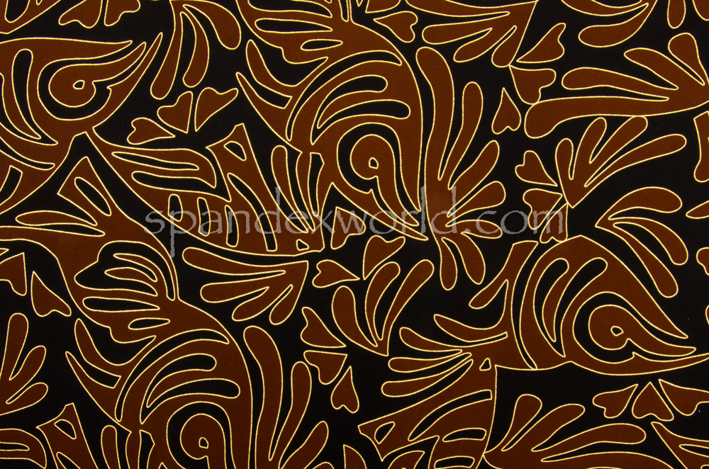 Abstract Print Spandex (Brown/Gold/Multi)