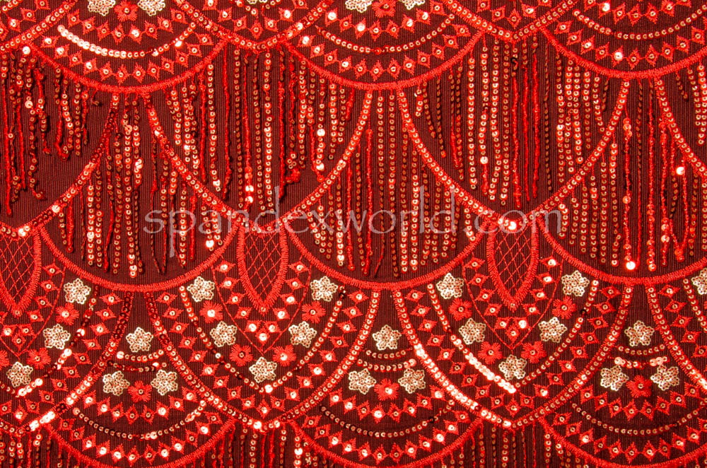 Non Stretch Sequins (Red/Gold)