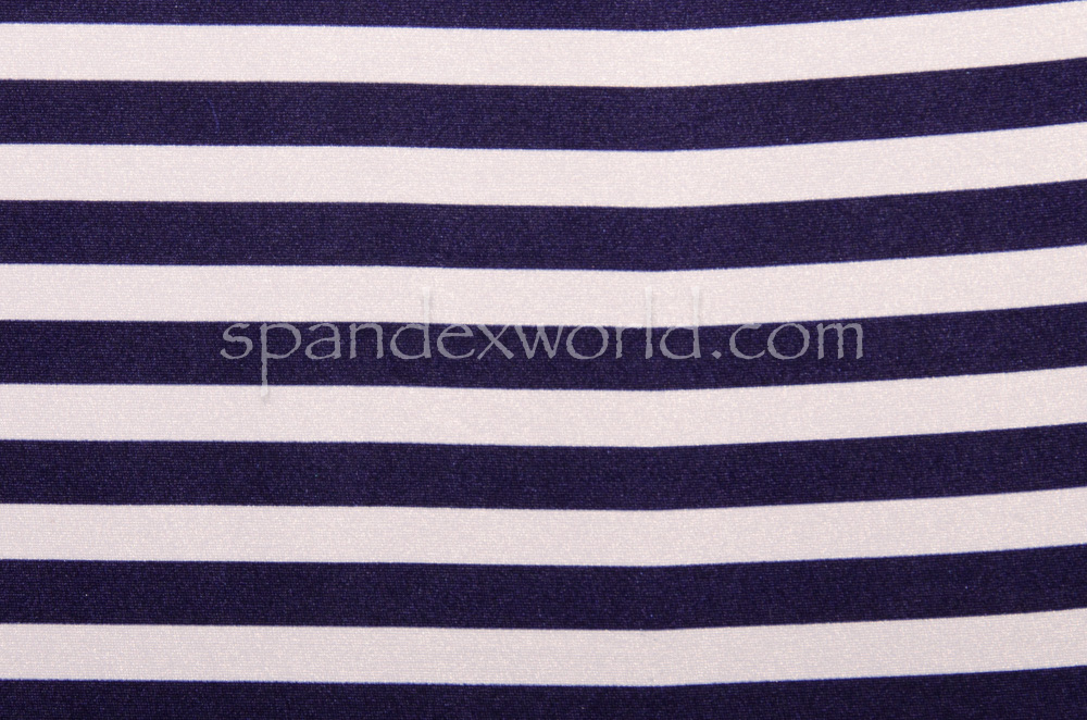 Printed Strips Spandex(White/Navy)