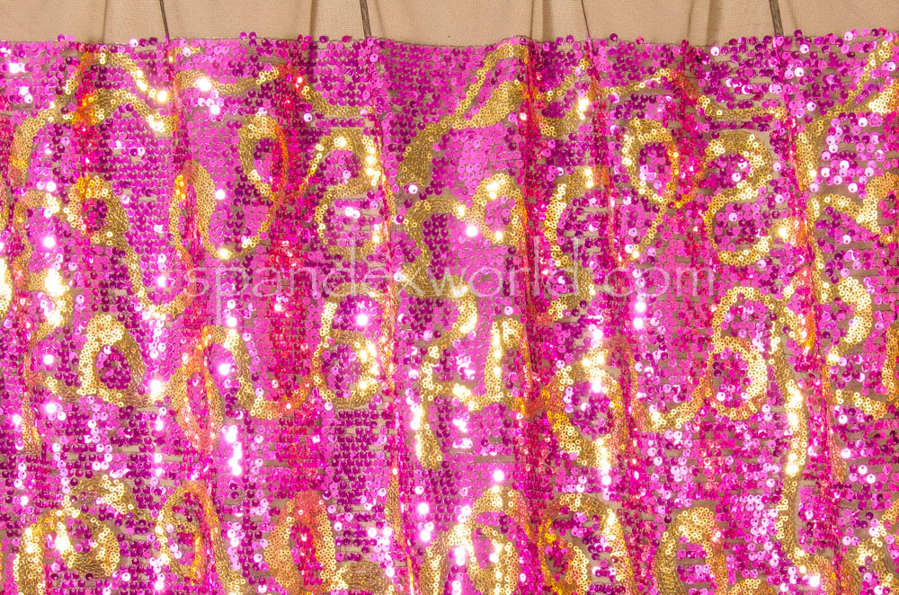 Non Stretch Sequins (Fuchsia/Gold)