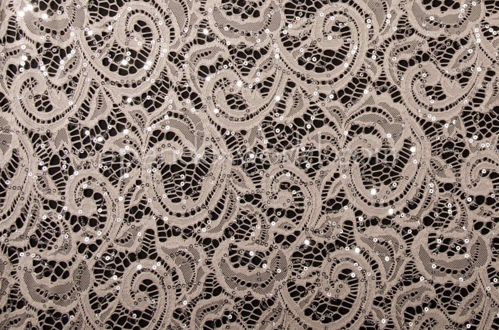 Stretch Sequins Lace (Dusty Mink/Silver)