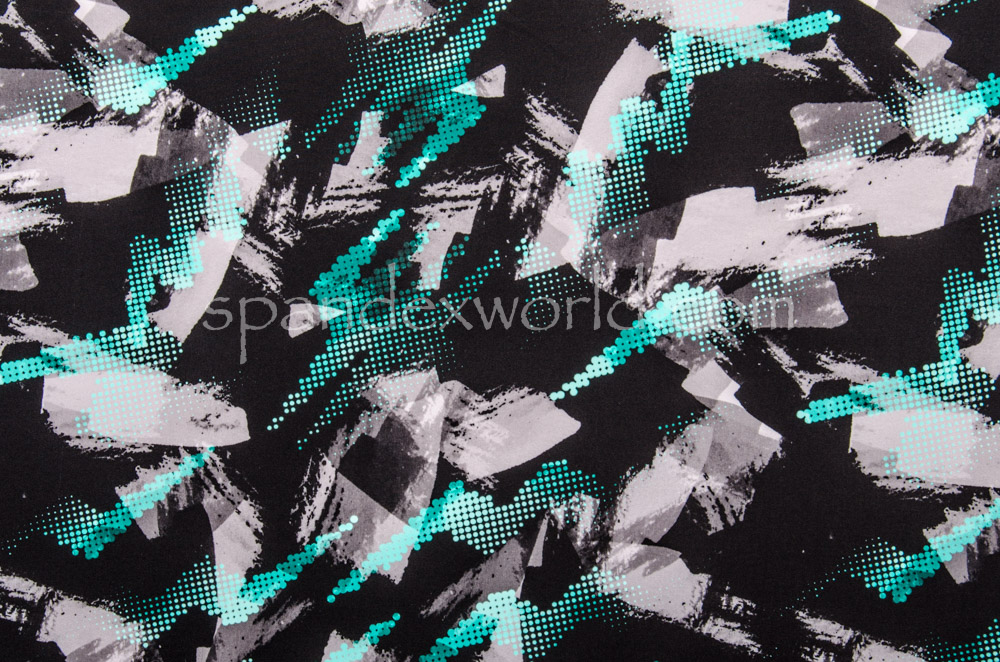 Abstract Print  Spandex (Black/AquaMulti)