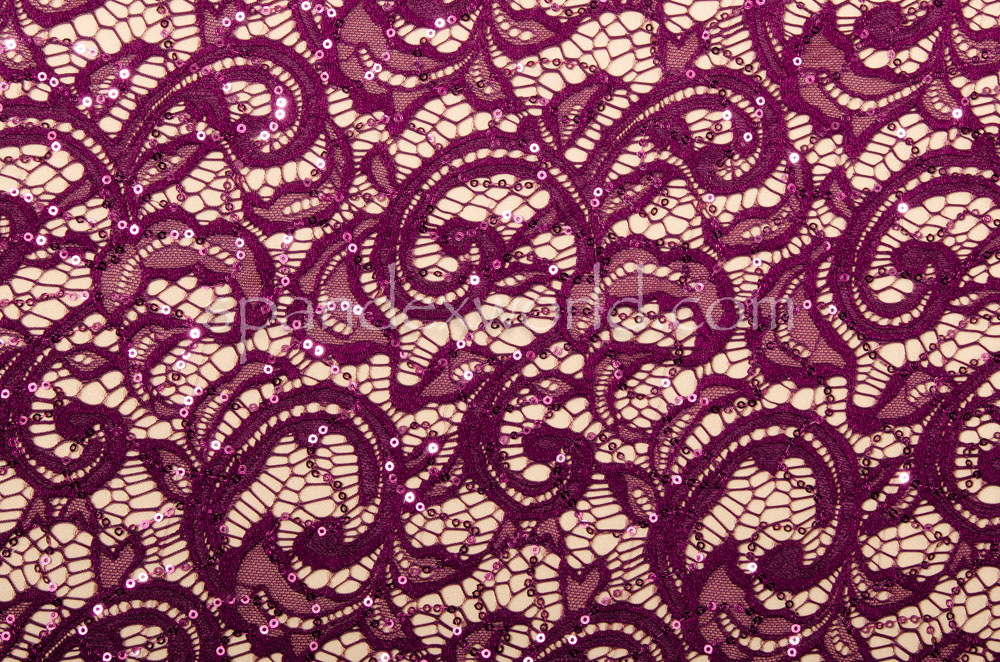 Stretch Sequins Lace (Plum)