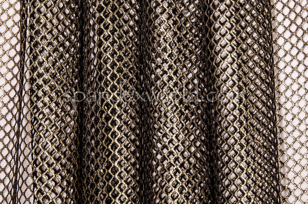 Wholesale Metallic Fishnet Fabric Antique Gold 25 yard bolt