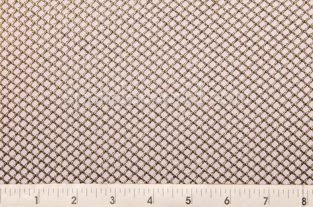 Gold Fishing Net Line Crystal Connection Gold Fabric 65X55cm