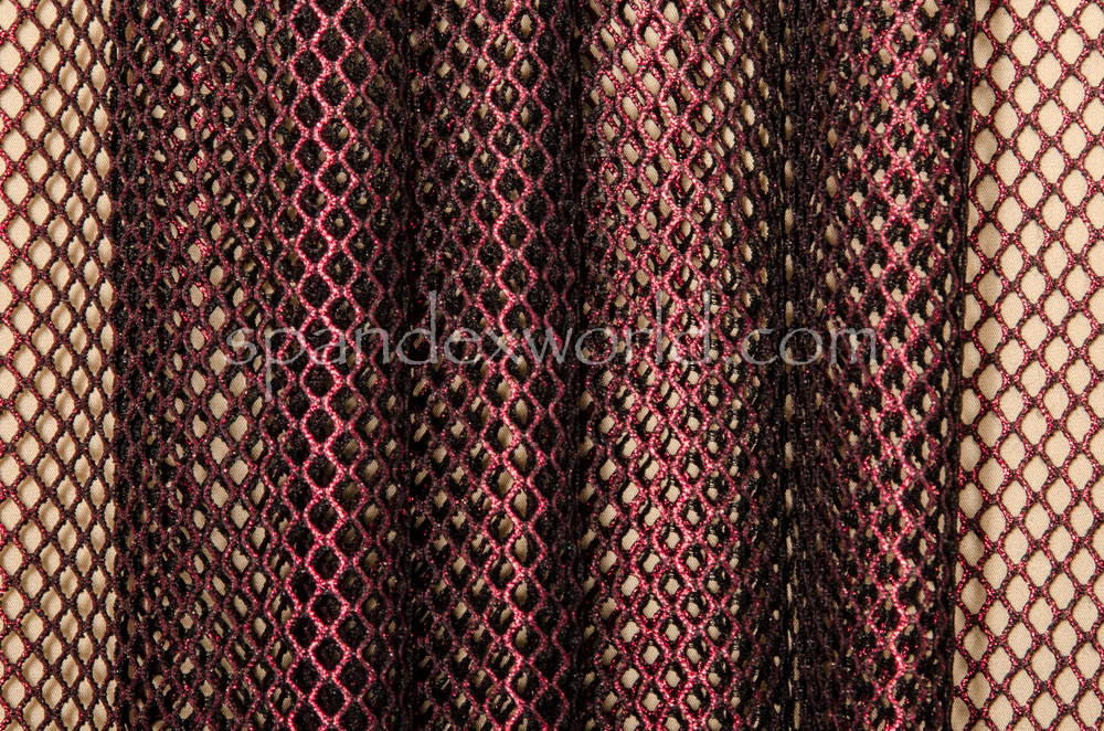 Metallic Fishnet (Black/Red)