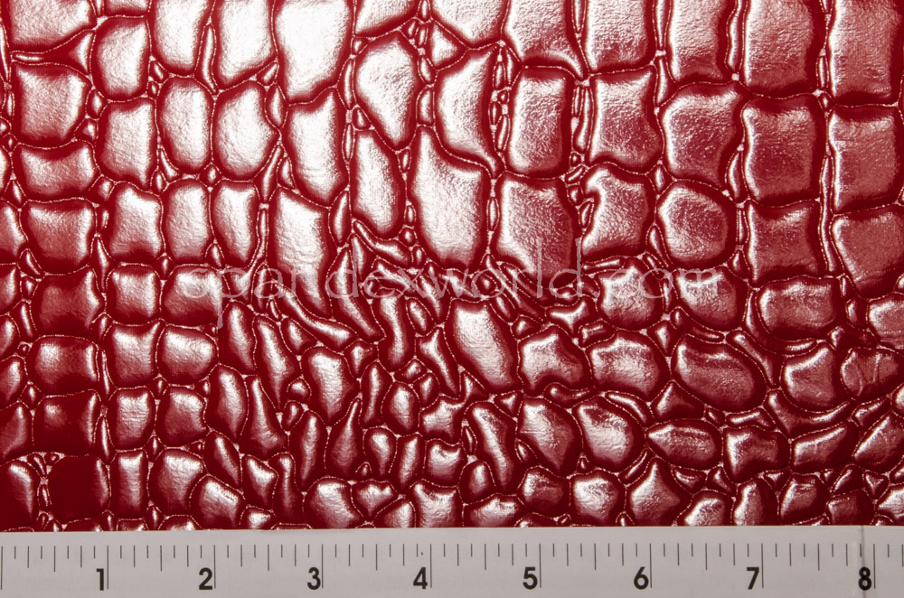 Crocodile pattern faux Leather (White/Burgund