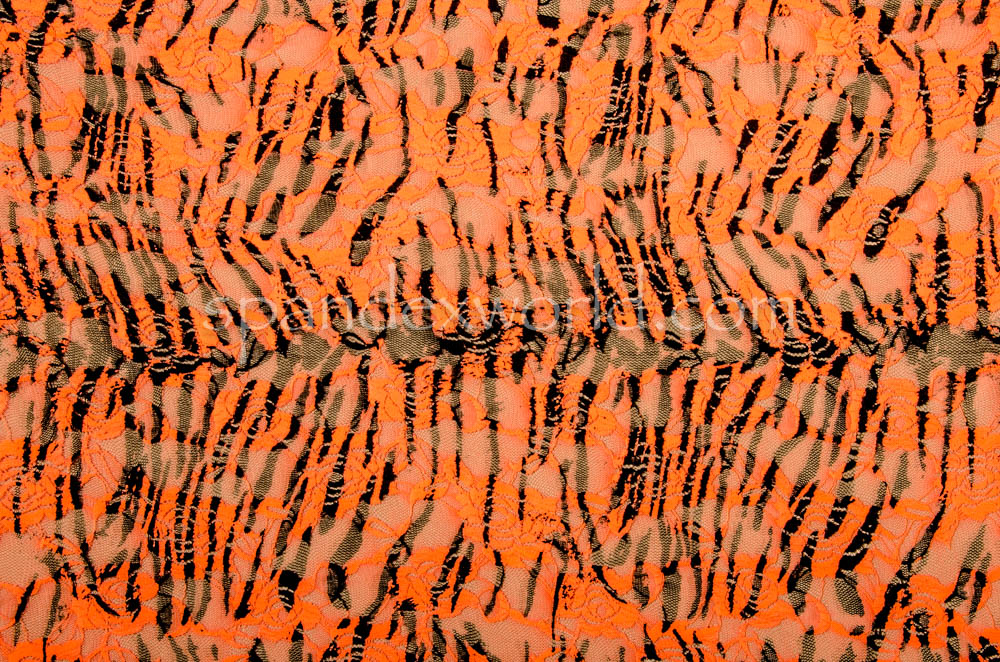 Stretch Lace (Neon Orange/Black)