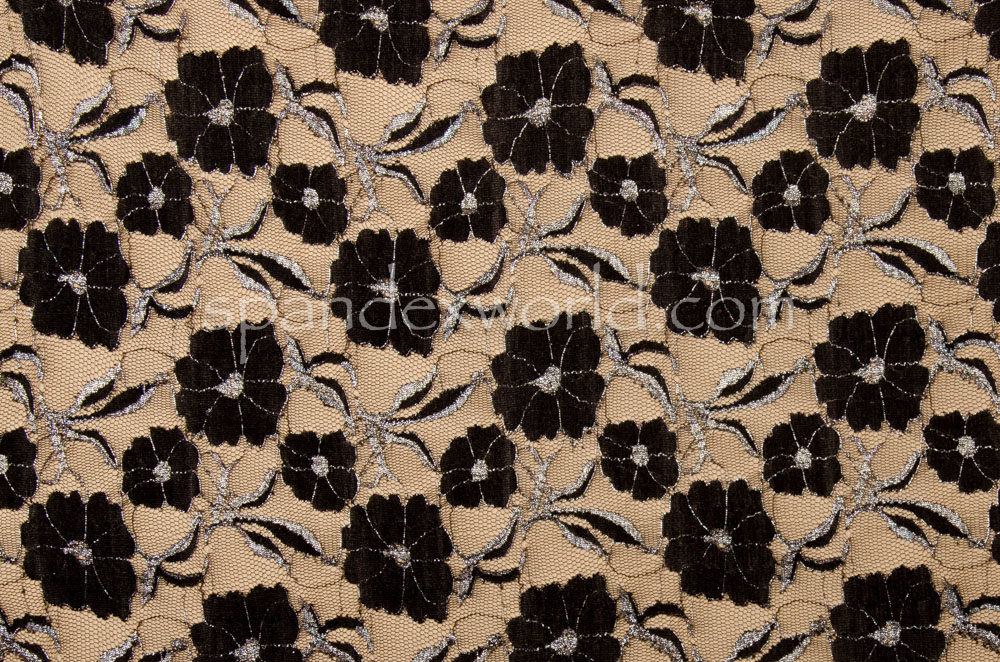 Stretch Lace Black Silver 