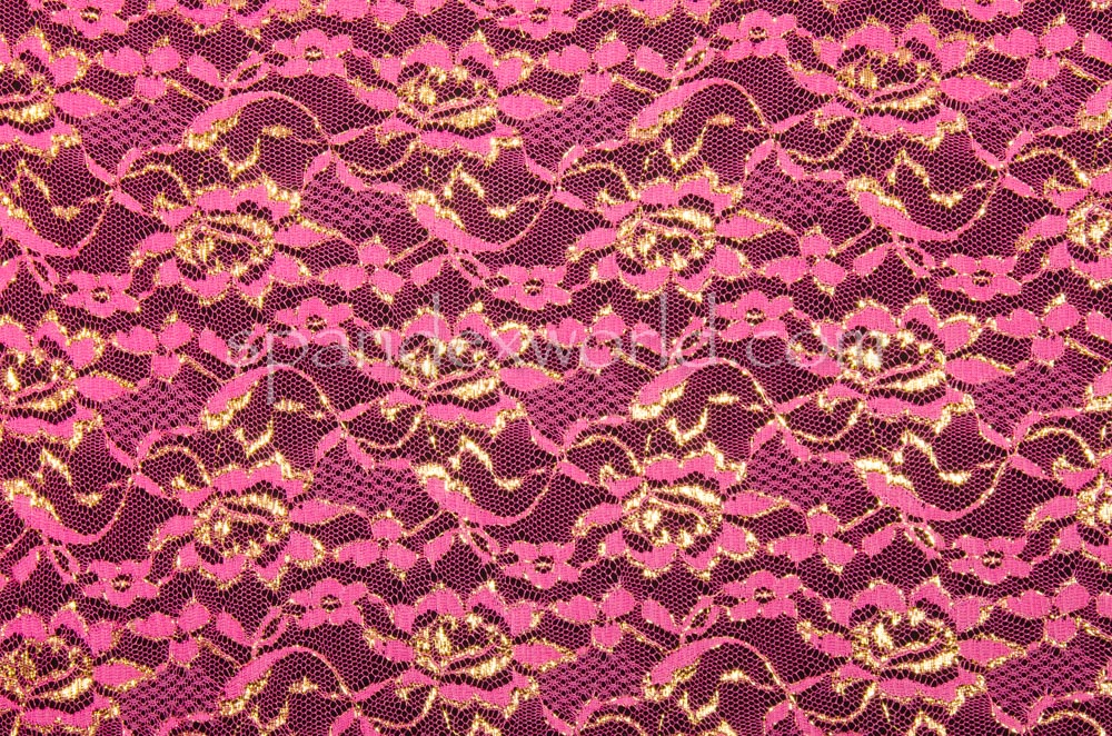 Stretch Metallic Lace (Fuchsia/Gold)