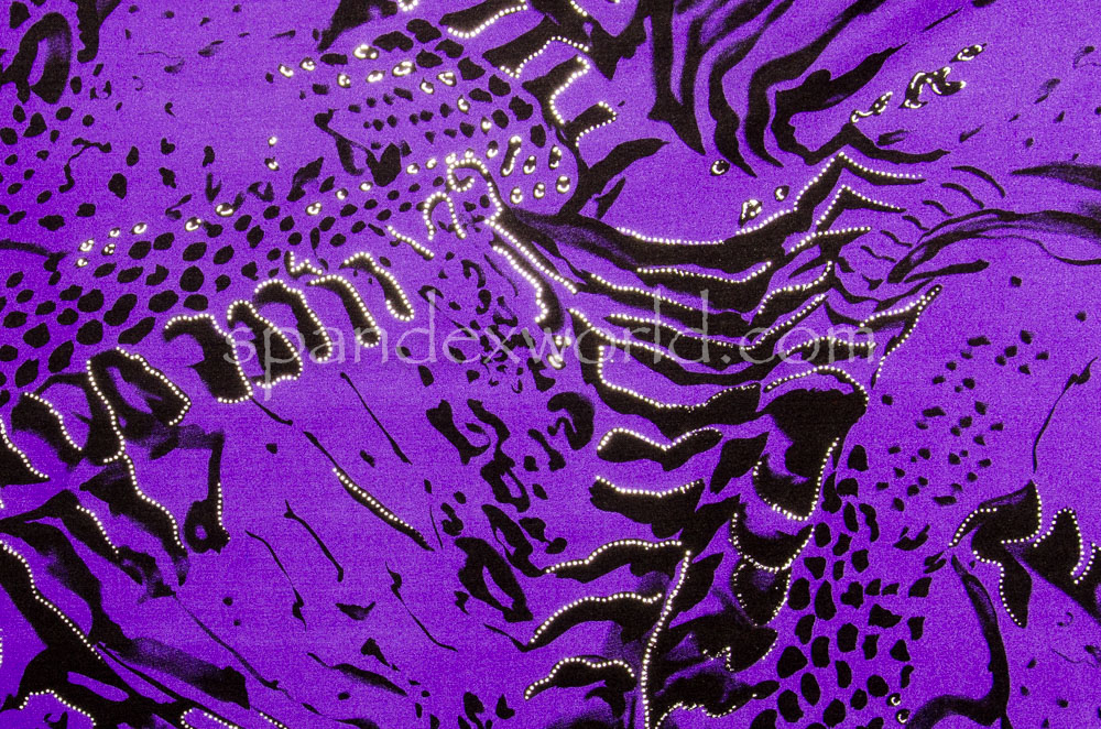 Abstract Print  Spandex (Purple/Black/Silver)