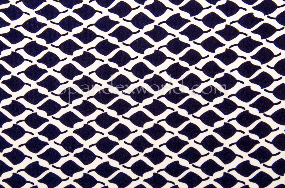 Abstract Print  Spandex (White/Navy)
