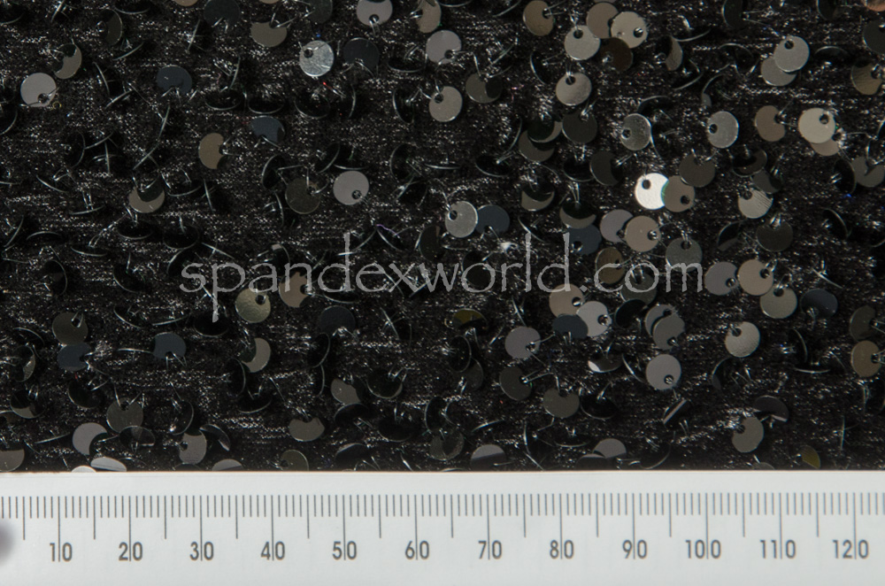 Glitter Poly Spandex Velvet Black Glitter Black #118