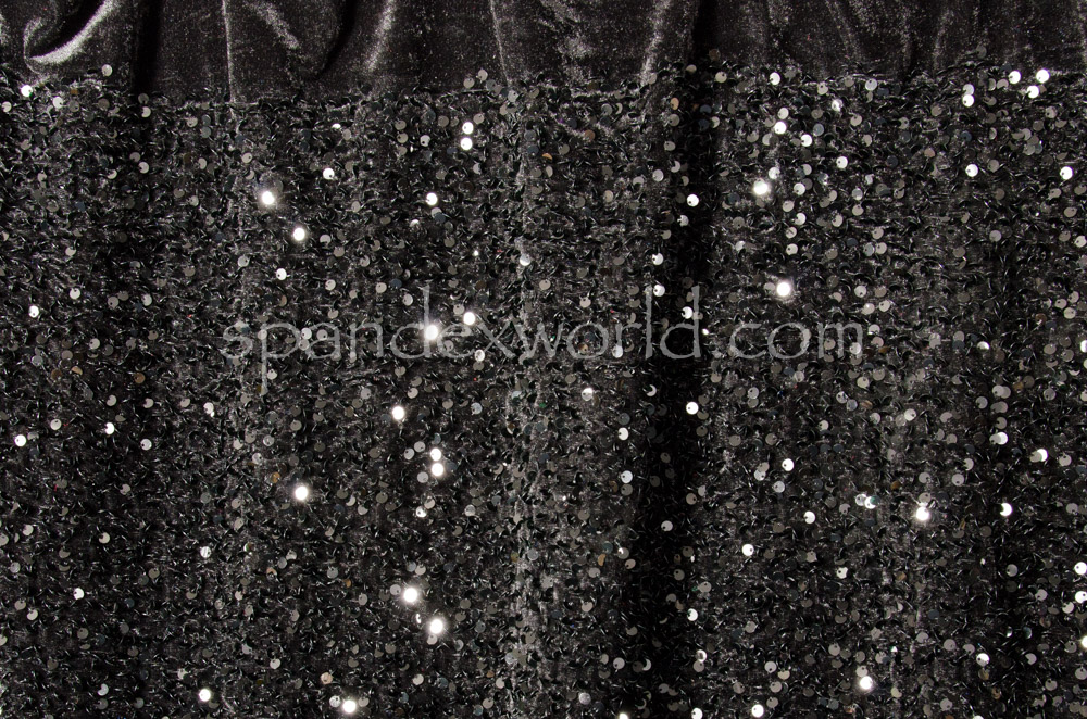 Stretch Sequins Velvet (Black/Black)