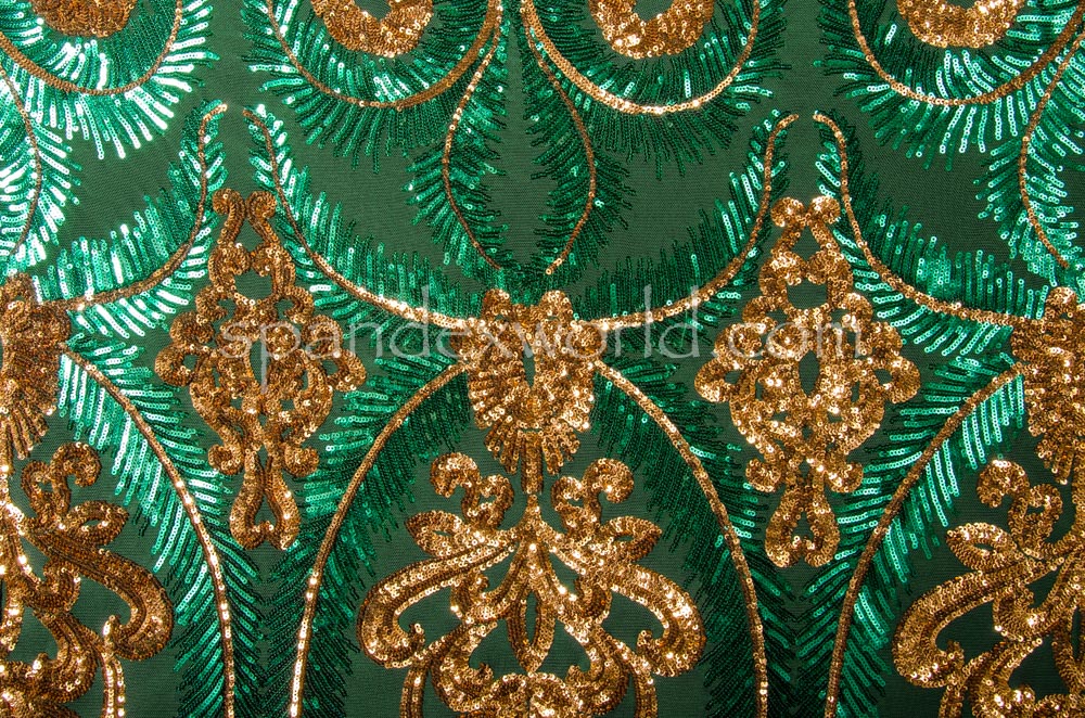 Stretch Sequins (Hunter Green/Gold)