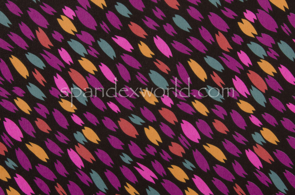 Printed Cotton Lycra® (Black/Purple/Multi)