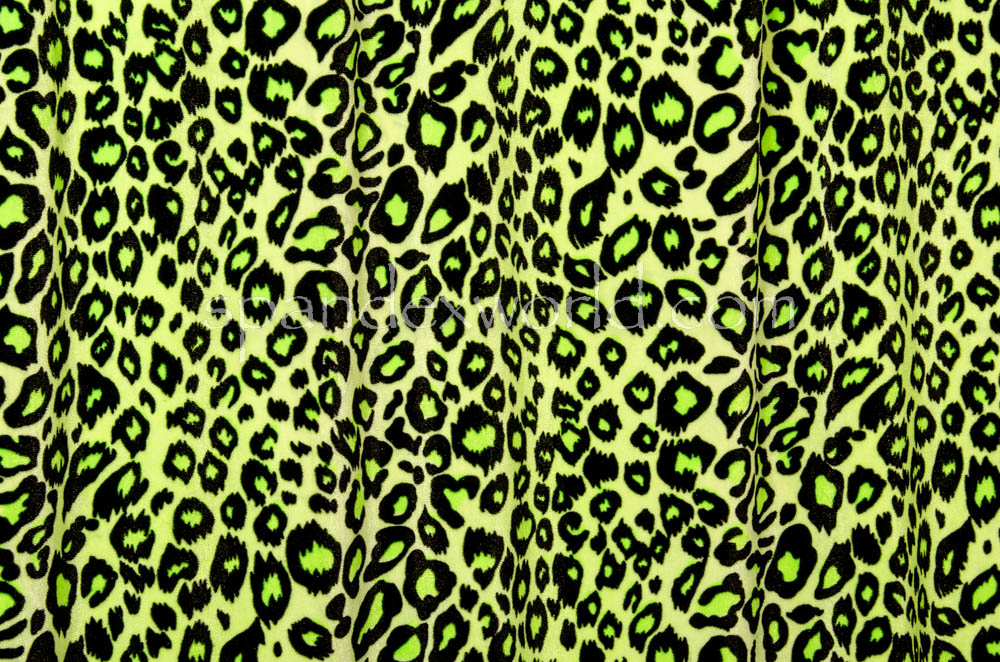 Leopard Pattern Velvet (Lime/Black)