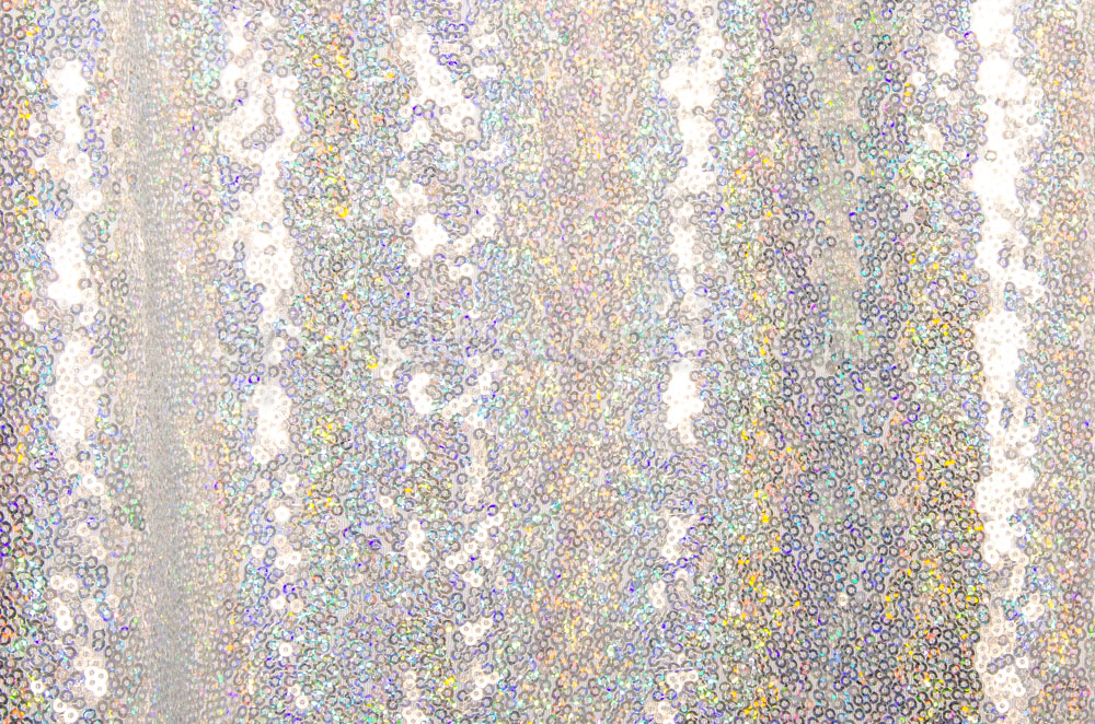 Stretch Sequins-poly - (White/Silver Holo)