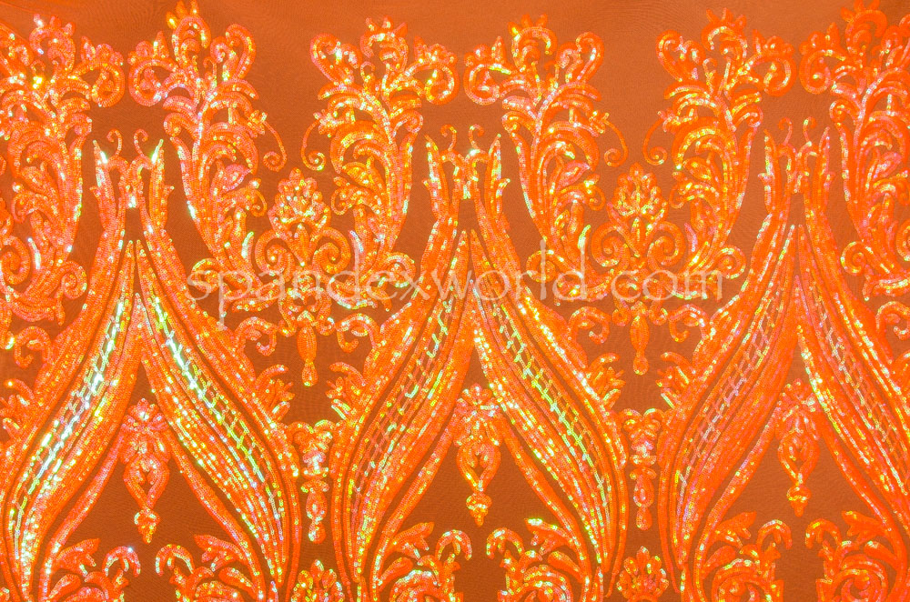 Stretch Iridescent Sequins (Neon Orange )