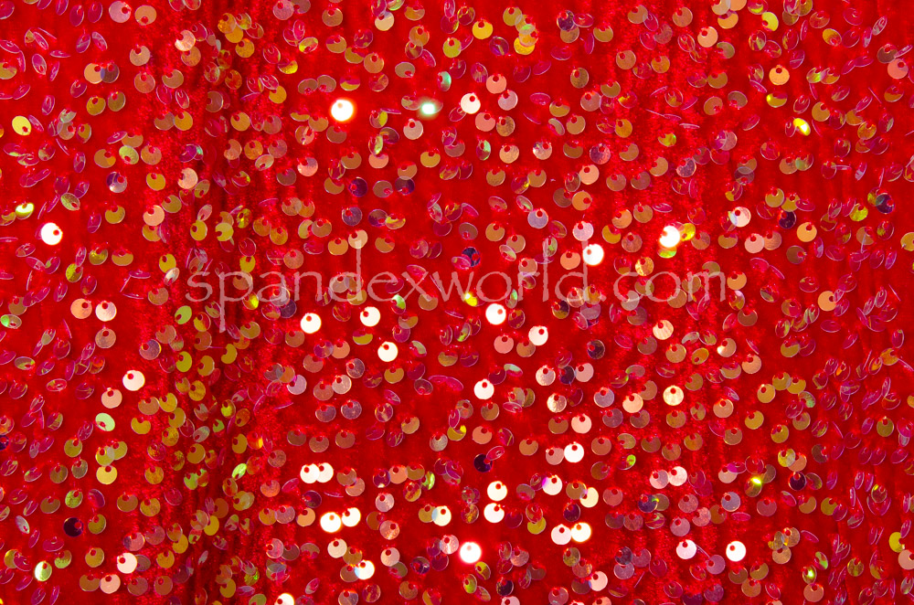 Stretch Sequins Velvet (Red/Gold Pearl)