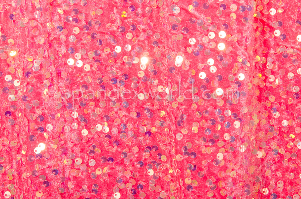 Stretch Sequins Velvet (Coral/Coral Pearl)