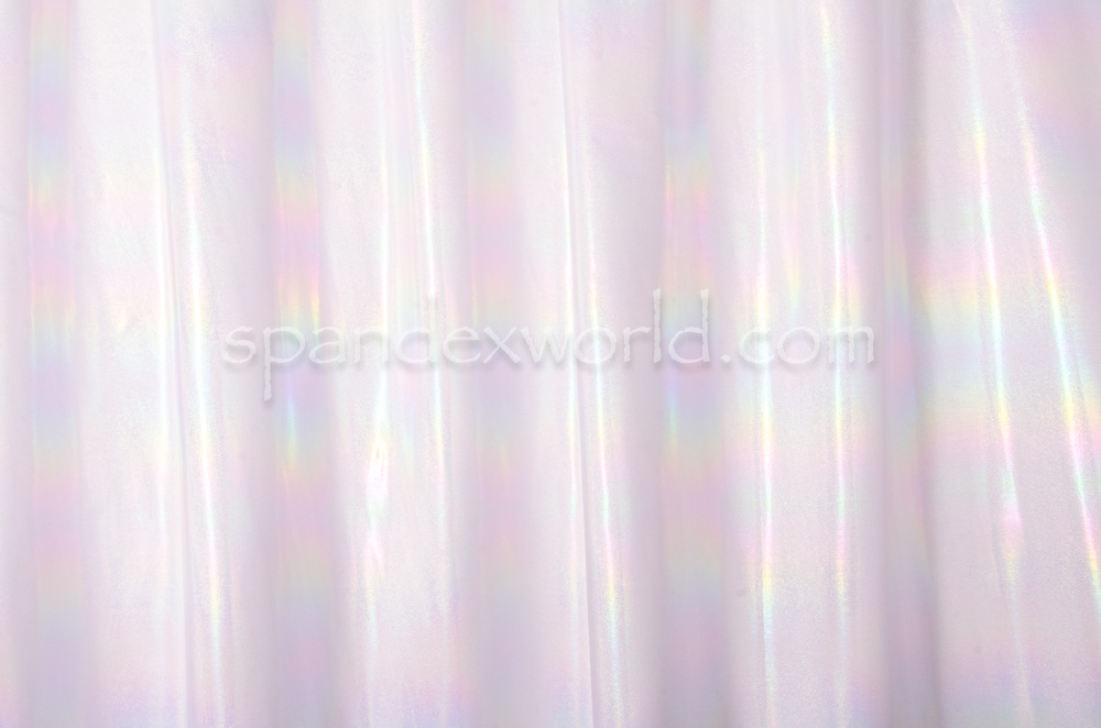 4 Way Stretch Rainbow Metallic Foil (White/Rainbow)