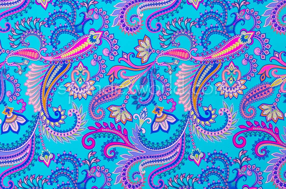 Paisley Prints spandex (Turquoise/Pink/Multi)