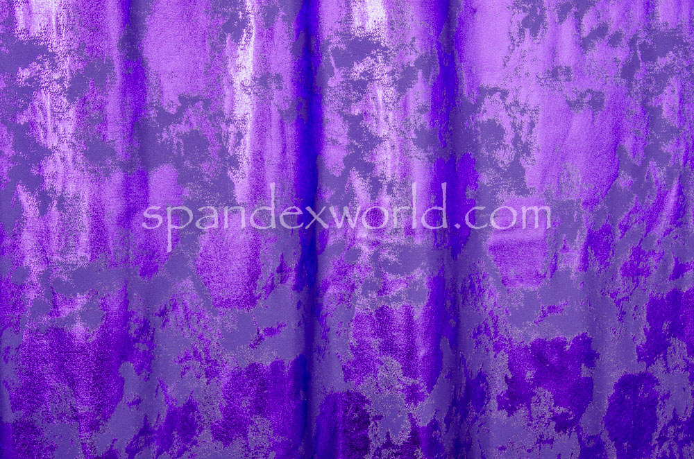 Cloud Metallic Foil Pattern Spandex (Purple/Purple)