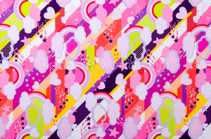 Abstract Prints Spandex (Pink/Yellow/Multi)