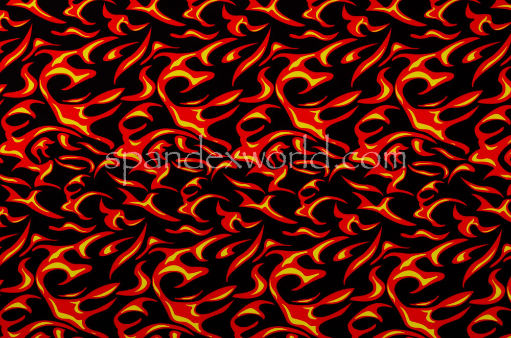 Flame Prints Spandex (Black/Red flames)