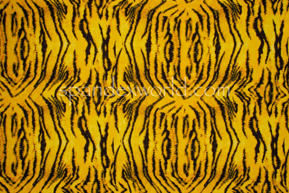 Wild Orange & Black Tiger Stripe Printed Spandex Ladies Athletic