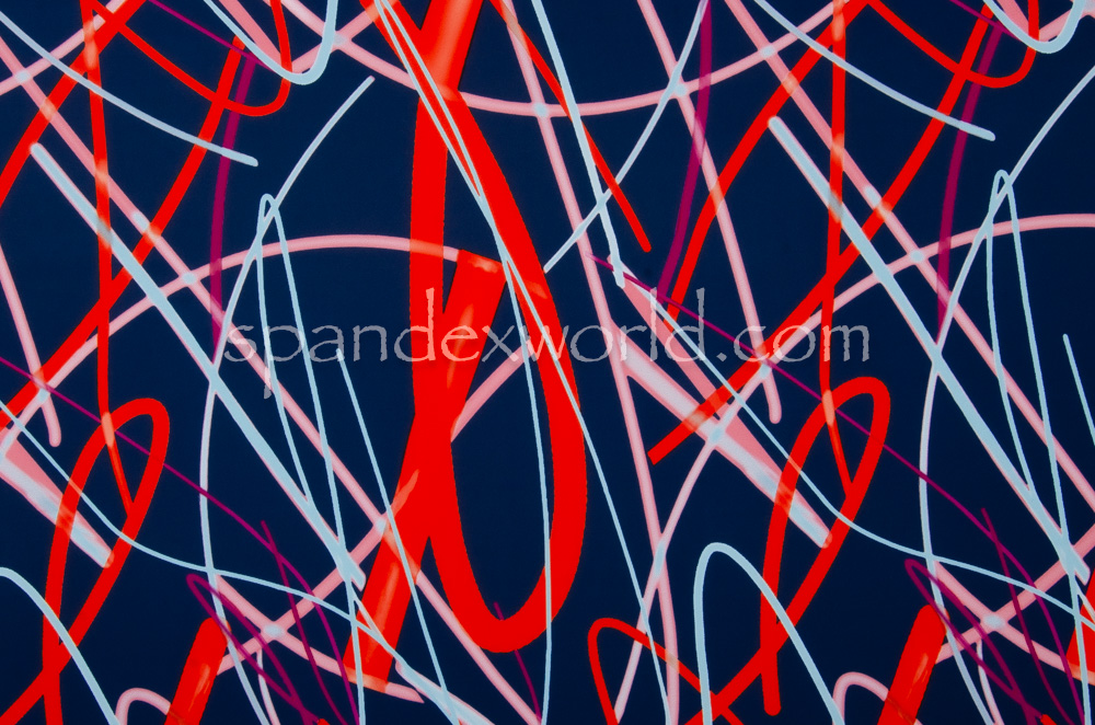 Abstract Prints Spandex (Navy Blue/Orange/Multi)