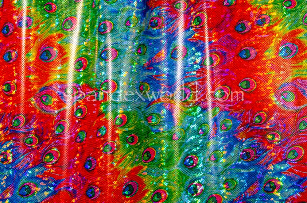 Holographic Peacock Prints (Royal/Red/Multi)