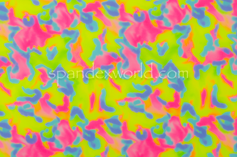 Tie Dye  Spandex (Chartreuse/Pink/Teal/Multi)