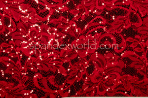 Stretch Sequins Lace (Red)