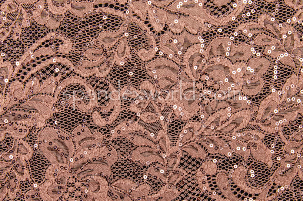 Stretch Sequins Lace(Vintage Rose)