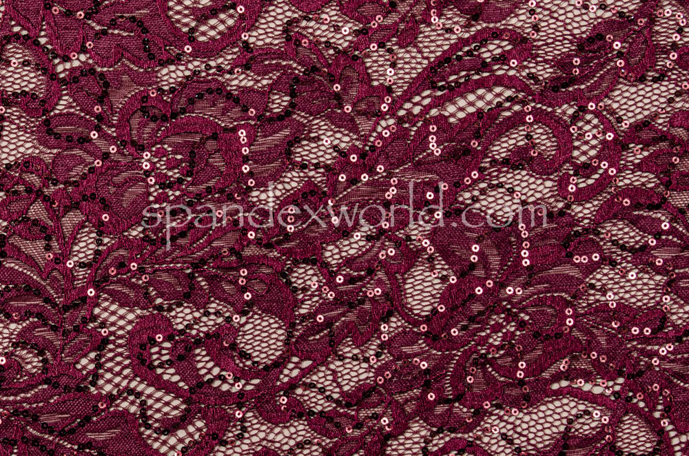 Stretch Sequins Lace(Burgundy)