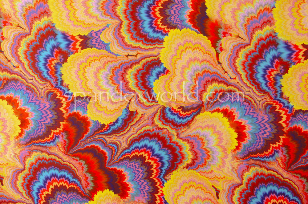 Abstract prints Spandex (Yellow/Blue/Multi)