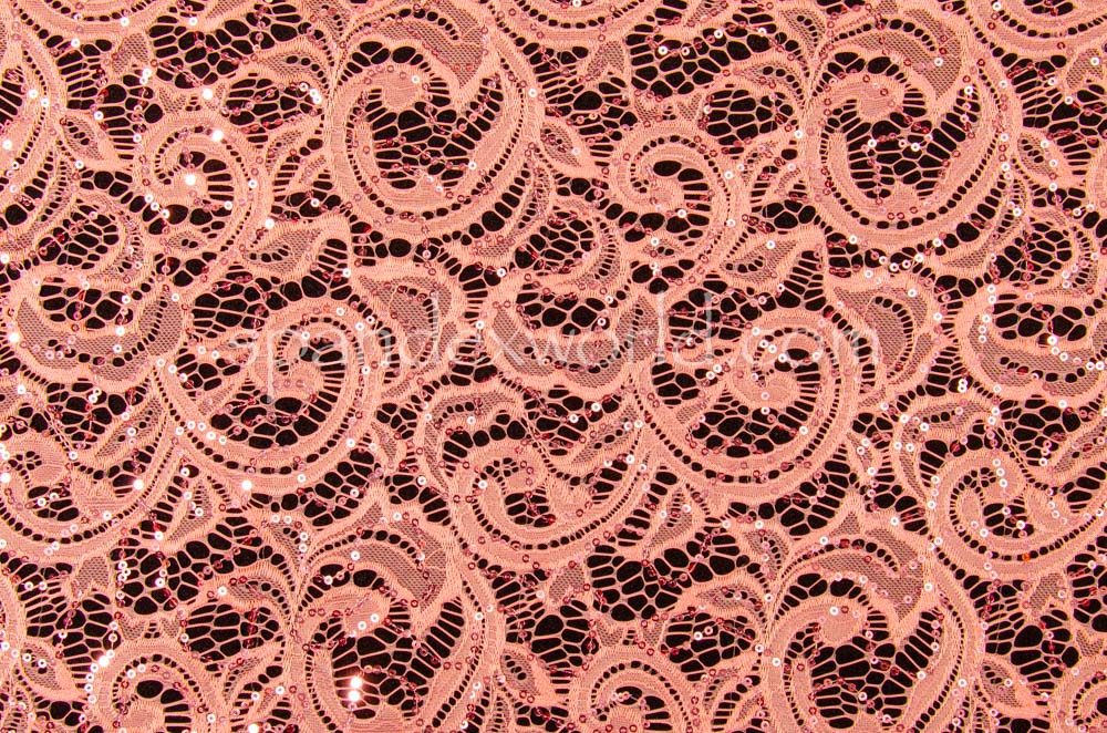 Stretch Sequins Lace(Coral/Coral)