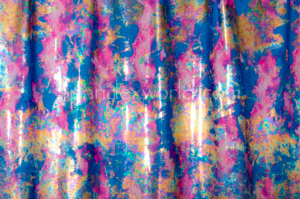 Cloud Metallic Foil Pattern Spandex (Turquoise/Gold/Pink/Multi)