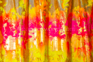 Cloud Metallic Foil Pattern Spandex (Orange/Hot Pink/Gold/Multi)