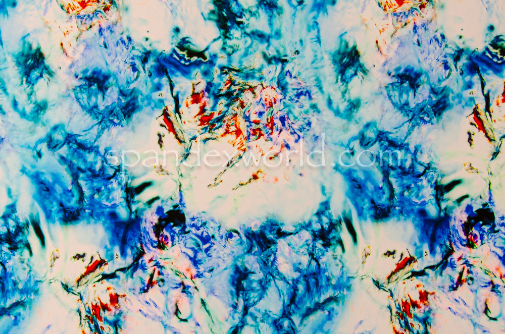 Tie Dye Spandex (Blue/White/Burgundy/Multi)