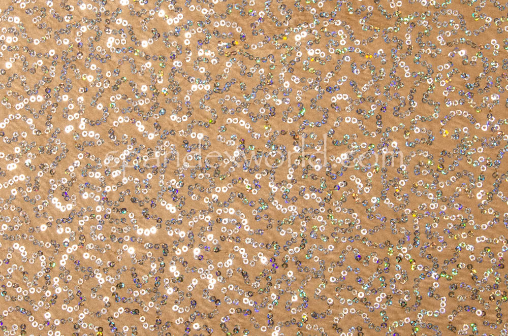 Holographic Stretch Sequins (Tan/Silver Holo)