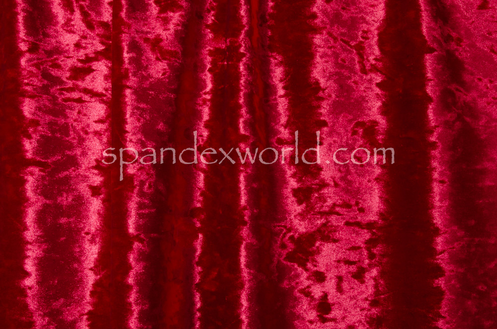 2 Way Stretch Crushed Velvet (Dark Red)